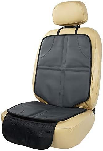 Leather Car Seat Protector for Booster Durable Waterproof Protector Mat Large Auto Seat Cover with Storage Pocket for Child Toddler Safety Seat Baby Basket (beige) Viaviat