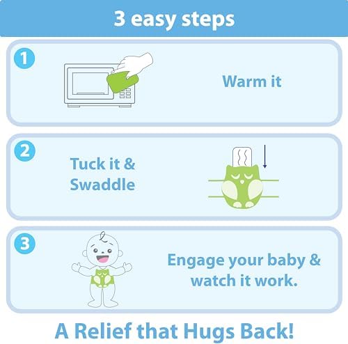 Baby Colic, Gas and Upset Stomach Relief, Baby Heated Tummy Wrap for Newborns - Belly Hugger - Infant Swaddling Belly Belt, Heating Pad with Soothing Warmth for Fussy Infants (Blue) Bebon