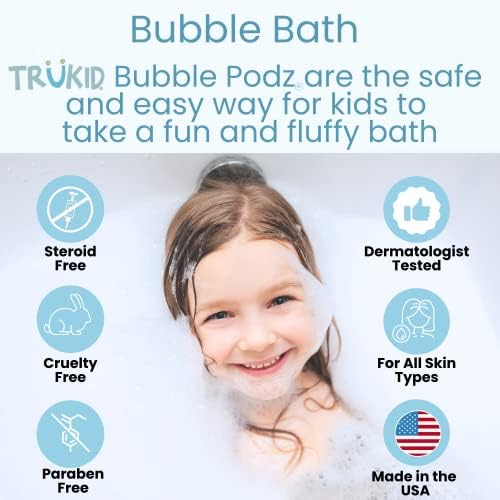 TruKid Bubble Podz for Baby, Refreshing Bubble Bath for Dry, Sensitive & Soft Skin, pH Balanced for Eye Sensitivity, Enriched with Lavender Flower, Lavender Scent, All Natural Ingredients (24 Podz) TruKid