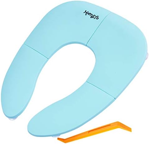 Portable Potty Seat for Toddler, Folding Travel Potty Seat Cover for Boys and Girls, Fits Round & Oval Toilets, with Non-Contact Opening Pry Bar, Aqua Homsis