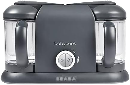 BEABA Babycook Duo 4 in 1 Baby Food Maker, Baby Food Processor, Baby Food Blender, Baby Food Steamer, Make Fresh Homemade Baby Food at Home, 9.1 Cup Capacity, Makes 54 Servings in 20 Mins, Charcoal BÉABA