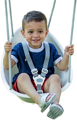 Swurfer Coconut Toddler Swing – Comfy Baby Swing Outdoor, 3- Point Adjustable Safety Harness, Secure, Safe Quick Click Locking System, Blister-Free Rope, Easy Installation, Ages 6-36 Months Swurfer