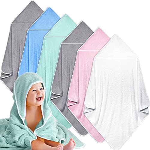 Chumia 6 Pack Baby Bath Towel, Coral Fleece Soft Absorbent Hooded Towel for Newborns, Toddlers, and Kids, 30 x 30 Inch Chumia