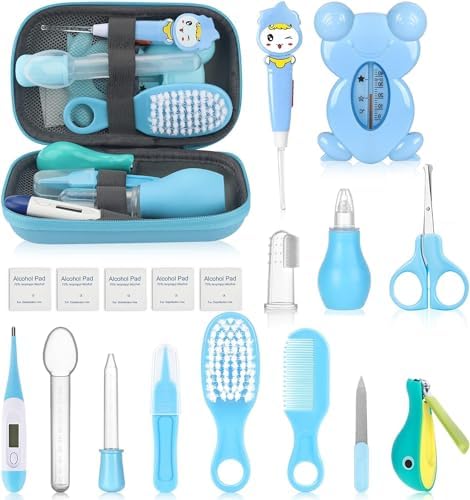 Baby Healthcare and Grooming Kit, Portable Baby Safety Care Set, Baby Essentials kit for Newborn (Blue 18 in 1)… UHFi