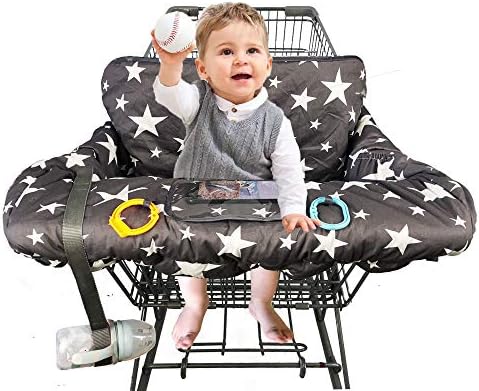 Shopping Cart Cover for Baby, 2 in 1 High Chair Cover for Restaurant seat & Grocery Cart Cover for Babies, Thick Padded with Clear Phone Pouch, Machine Washable, Leaves Dodo Nici