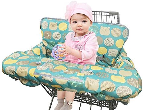 Shopping Cart Cover for Baby, 2 in 1 High Chair Cover for Restaurant seat & Grocery Cart Cover for Babies, Thick Padded with Clear Phone Pouch, Machine Washable, Leaves DODO NICI