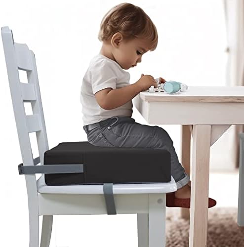 Booster Seat for Dining Table, PU Anti-Scratch Easy Cleaning Kids Toddler Booster Seat for Table, Portable Increasing Booster Cushion with Non-Slip Bottom and Adjustable Elasticity Straps Eiury