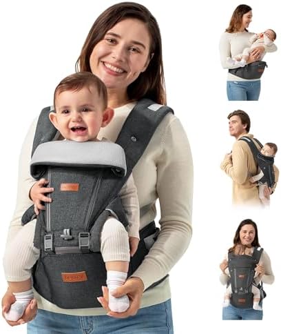 besrey Baby Carrier with Hip Seat Newborn to Toddler, 7-45lb, Summer Mesh Infant Carrier, Baby Body Holder with Back Support, Kangaroo Carrier, Front Facing Men Chest Carrier, Mom Dad Backpack Carrier Besrey