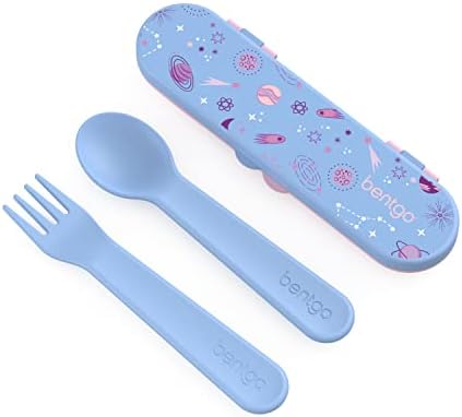 Bentgo® Kids Utensil Set - Reusable Plastic Fork, Spoon & Storage Case - BPA-Free Materials, Easy-Grip Handles, Dishwasher Safe - Ideal for School Lunch, Travel, & Outdoors (Unicorn) Bentgo