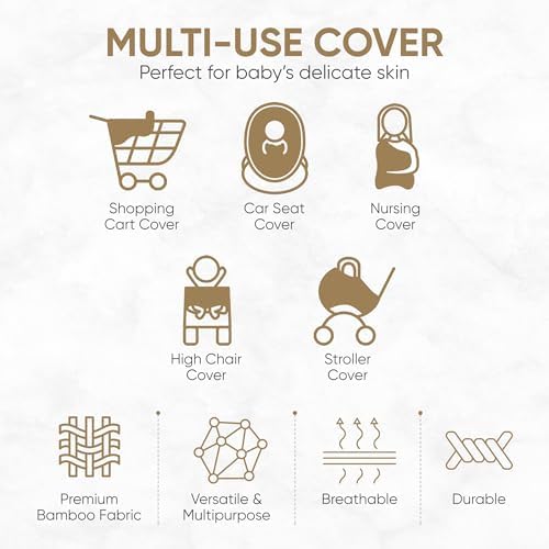 MOZAH Baby Multi-Use Cover: 9-in-1 Car Seat Covers for Babies, Nursing Cover for Breastfeeding & More, Ultra-Soft & Stretchy Infant Car Seat Cover (Roman Green) MOZAH