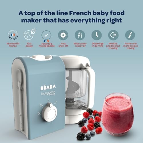 BEABA Babycook Express - the Fastest Babycook, Baby Food Maker, Baby Food Processor, Baby Food Steamer, Large Capacity, Make 34 Servings of Healthy Food for Baby in 15 Mins, Baby Essentials, Sage BÉABA