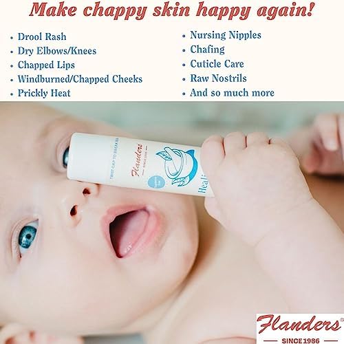 Flanders Healing Balm Stick - Safe for All Ages, Irritated Skin & Lips, Nipple Balm, Drool Rash, Raw Cuticles, Windburned Cheeks, Nostrils, Unscented (0.5oz) Flanders Buttocks Ointment