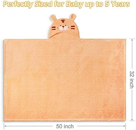 Hooded Towels for Toddlers Age 1-5, 2-Pack Thick Absorbent Toddler Bath Towels Boys & Girls, 50'' x 32'' Large Super Soft Toddler Towels with Hood Panda Puppy, Baby Bath Towels, Brown & White WODHOY