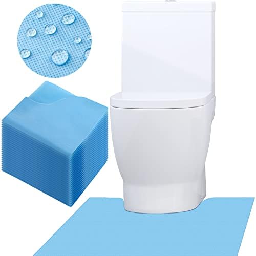 Peryiter 25 Pcs Disposable Toilet Commode Mat Deodorizing Toilet Mats for Adult Kid Potty Training Floor Mat Non Slip U Shaped Contour Incontinence Pad Bathroom Toilet Training Rug(Absorbent Fabric) Peryiter