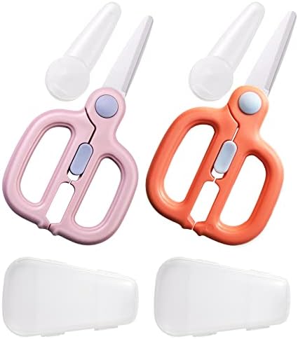 Baby Food Scissors Kids with Case Travel, Ceramic Kitchen Scissors for Food with Safety Lock, Baby Food Cutter (D) Artenny