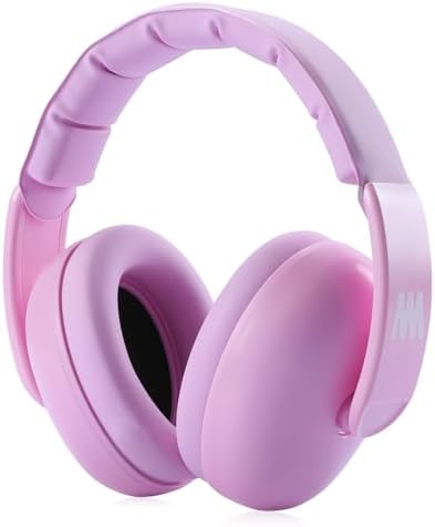 Mumba Noise Reduction Safety Ear Muffs, Baby Toddler Kid Sensory Ear Hearing Protection Earmuff, NRR 25dB Noise Cancelling Sound Proof Headphones for Flying Travel, Concerts, Fireworks, Shooting, Pink Mumba