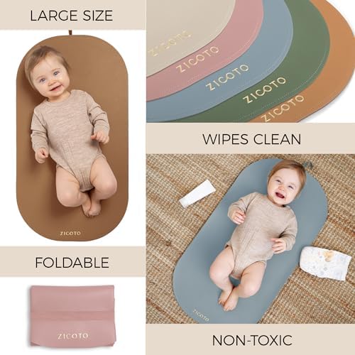 Beautiful Portable Baby Changing Pad - Wipeable and Easy to Clean Diaper Changing Mat - The Perfect Waterproof Vegan Leather Pad for Traveling ZICOTO