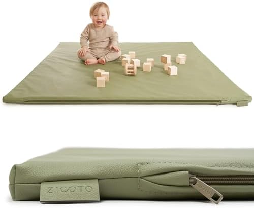 Stylish Padded Baby Play Mat for Your Boy or Girl - Extra Thick & Super Soft Vegan Leather Floor Mat Creates A Safe Play Area for Little Ones - A Beautiful Playmat That Fits Nicely Into Any Playroom ZICOTO