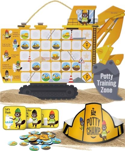 Potty Chart for Toddlers with Fireman Theme - Reusable Potty Training Chart with Rewards, Stickers, and Training Tools - Perfect for Toddler Potty Training PUTSKA