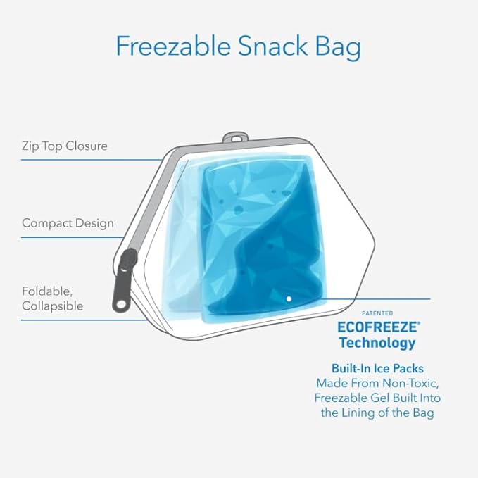 PackIt Freezable Snack Bag, Built with EcoFreeze Technology, Foldable, Reusable, Zip Closure Locks in Cool Dry Air, Perfect for Babies, Kids, Adults of all Ages, and Fresh Snacks On the Go PackIt