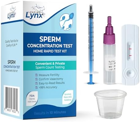 Sperm Test Kit for Men - Easy Male Fertility Test Results in Minutes, Normal or Low Sperm Count - Male Fertility Test | Convenient Accurate & Private Vasectomy Sperm Check Test Kit for Sperm Fertility Leaping Lynx