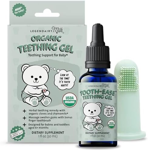 Legendairy Milk Organic Teething Gel - Baby Teething Relief Drops, Clove and Chamomile - Ideal for Babies and Toddlers - Sugar Free, 120 Servings Legendairy Milk