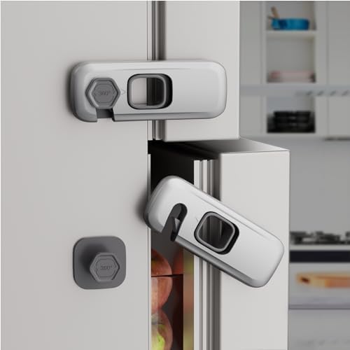 5 Pack Child Proof Refrigerator Lock, Baby Proofing Cabinet Locks, oven lock child safety, fridge lock, for Fridge, Drawers, Dishwasher, Oven, Cupboard, Closet, Adhesive, No Tools Need(Grey) KIZZHISI