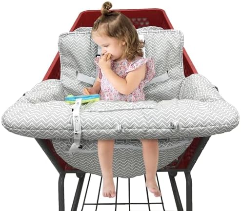 PandaEar Shopping Cart Cover for Baby, 2-in-1 Grocery Cart Seat Cover & Baby Highchair Cover for Infant, Toddler -Grey PandaEar