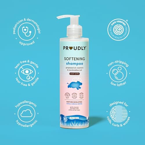 PROUDLY Softening Shampoo by Gabrielle Union & Dwyane Wade, Black & Brown Babies Coils, Curls & Waves, Tear-Free, Paraben-Free & Dermatologist-Tested, Sweet Vanilla, 9 oz, Pack of 2 PROUDLY