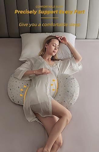 Pregnancy Pillows for Sleeping, Maternity Pillow for Pregnant Women with Pillow Cover, Detachable Body Pillow for Pregnant Women, Pregnancy Wedge Pillows Support for Back, Legs, Belly, HIPS(Grey) Doarhoo