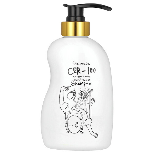 CER-100 Collagen Coating Hair A+ Muscle Shampoo, 16.9 fl oz (Жидкие унции) (500 ml) Elizavecca