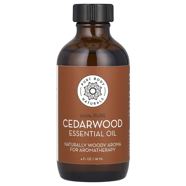 100% Pure Essential Oil, Cedarwood, 4 fl oz (118 ml) Pure Body Naturals