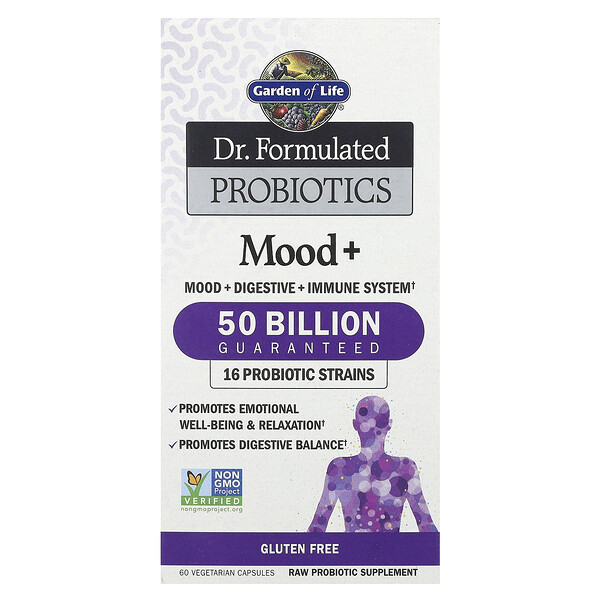 Dr. Formulated Probiotics, Mood+, 50 Billion, 60 Vegetarian Capsules (Вегетарианские капсулы) Garden of Life