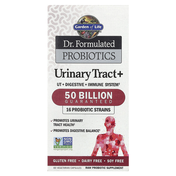 Dr. Formulated Probiotics, Urinary Tract+, 50 Billion, 60 Vegetarian Capsules (Вегетарианские капсулы) Garden of Life