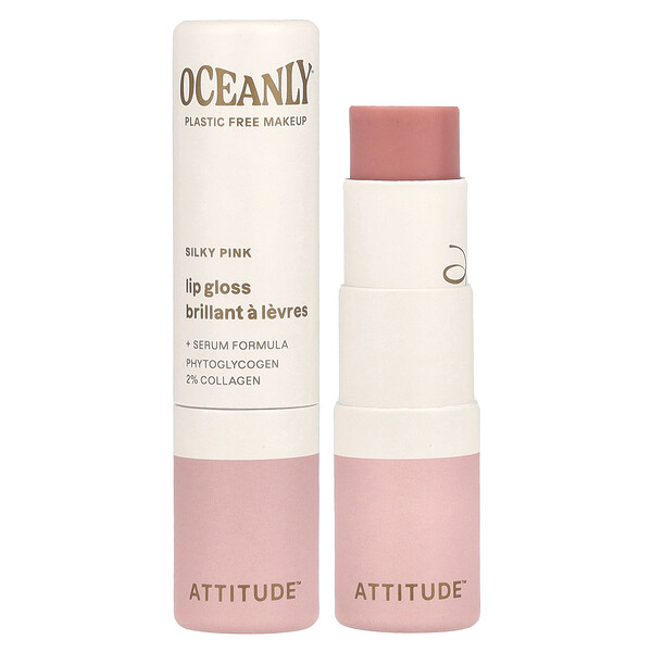 Oceanly™, Lip Gloss, Silky Pink, 0.12 oz (3.4 g) ATTITUDE