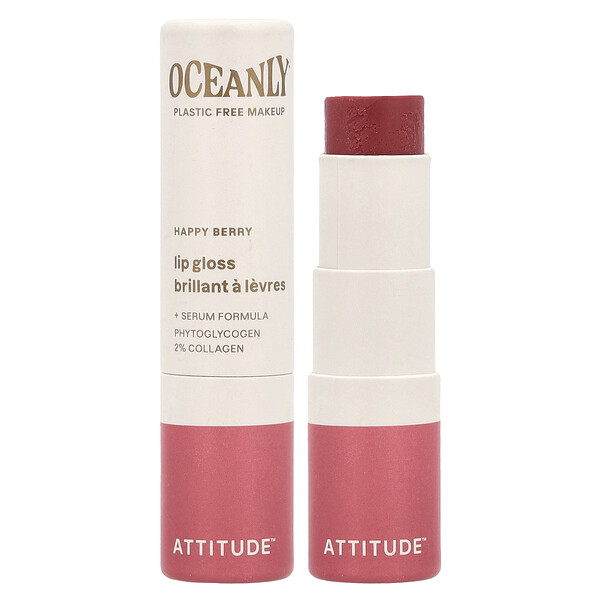 Oceanly™, Lip Gloss, Happy Berry, 0.12 oz (3.4 g) ATTITUDE