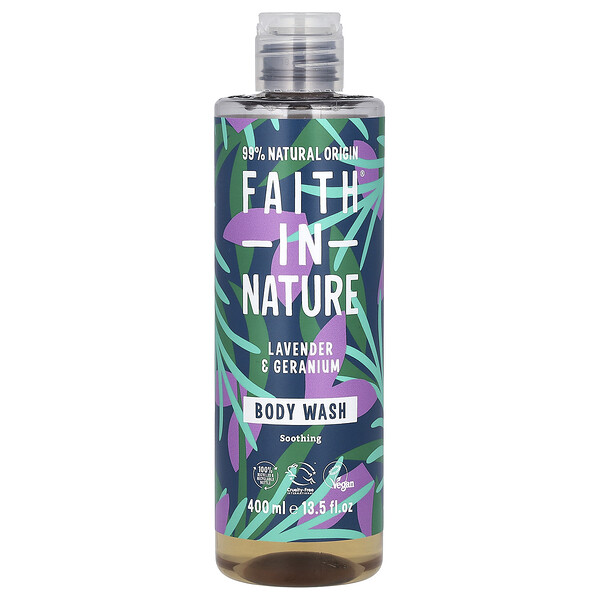 Body Wash, Lavender & Geranium , 13.5 fl oz (400 ml) Faith in Nature