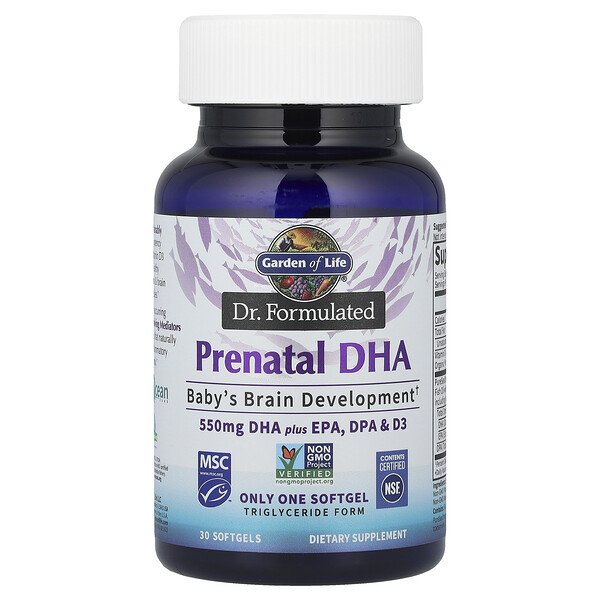 Dr. Formulated, Prenatal DHA, 30 Softgels (Мягкие капсулы) Garden of Life