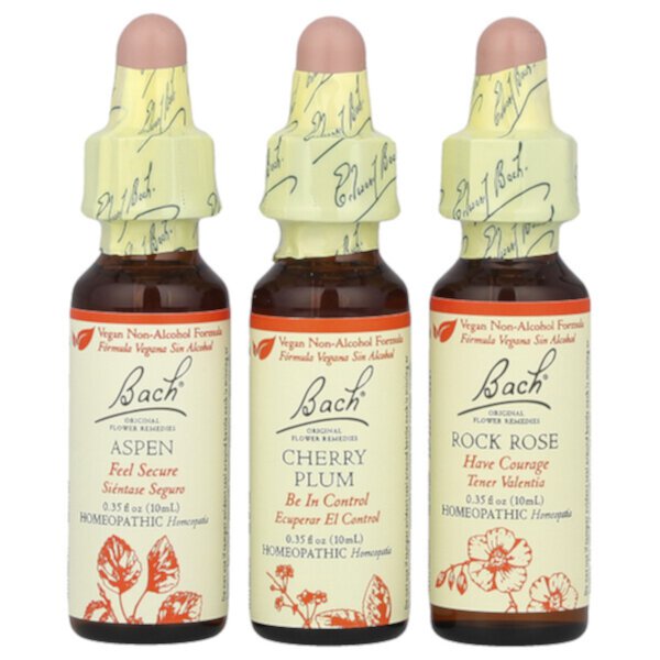 Original Flower Remedies, Bravery Kit, Fear No More, 3 Droppers, 0.35 fl oz (Жидкие унции) (10 ml) Each Bach