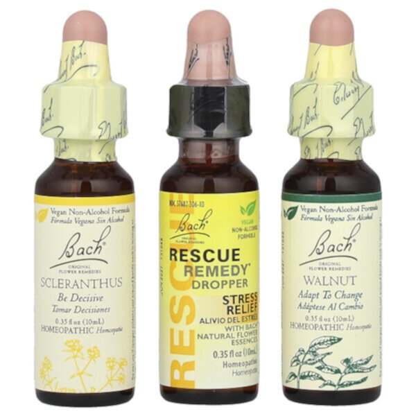 Original Flower Remedies, Travel Kit, Ready to Go, 3 Droppers, 0.35 fl oz (Жидкие унции) (10 ml) Each Bach