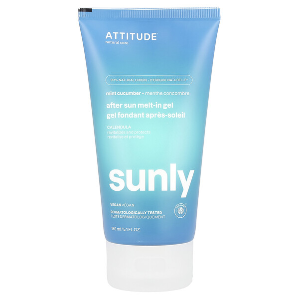 Sunly, After Sun Melt-In Gel, Mint Cucumber , 5.1 fl oz (150 ml) ATTITUDE