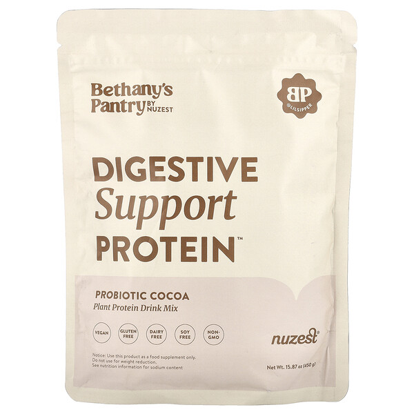 Bethany's Pantry, Digestive Support Protein™, Probiotic Cocoa, 15.87 oz (Унции) (450 g) Nuzest