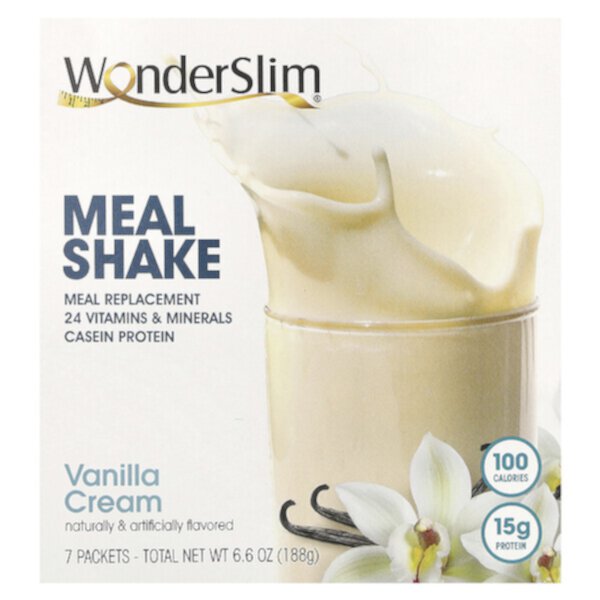 Meal Shake, Vanilla Cream, 7 Packets, 27 g Each WonderSlim