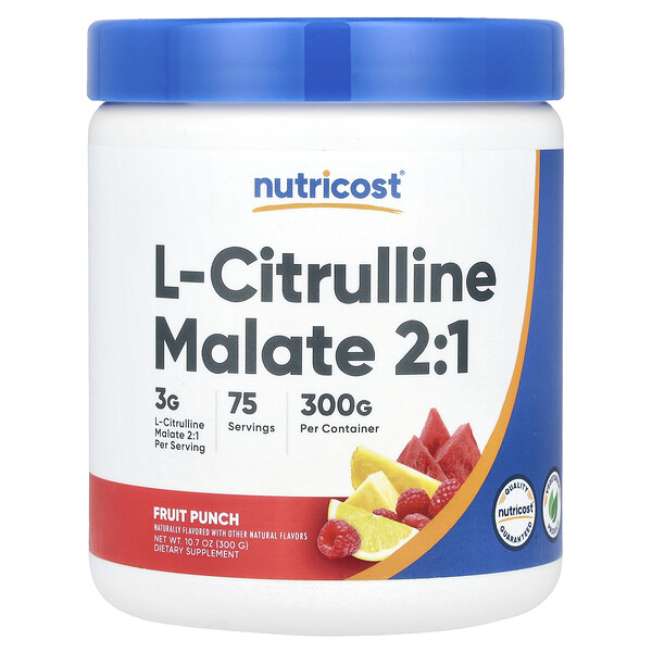 L-Citrulline Malate 2:1, Fruit Punch , 10.7 oz (Унции) (300 g) Nutricost