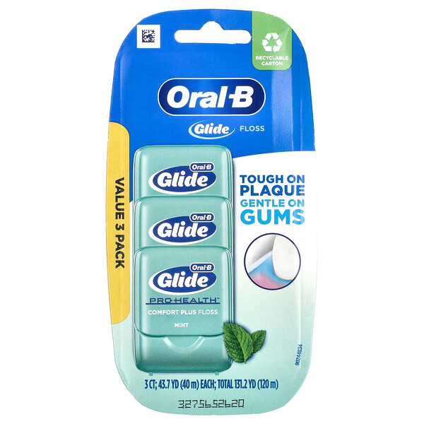 Glide, Pro-Health, Comfort Plus Floss, Mint, 3 Pack, 43.7 yd (40 m) Each Oral-B