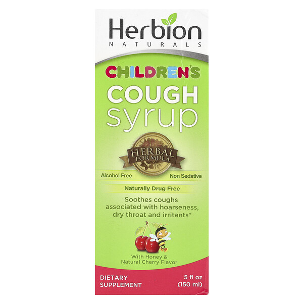 Children's Cough Syrup, Alcohol Free, With Honey & Natural Cherry , 5 fl oz (Жидкие унции) (150 ml) Herbion