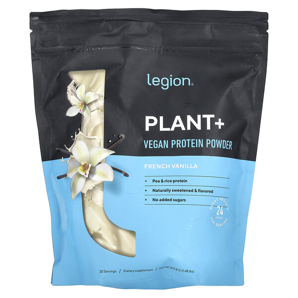 Plant+, Vegan Protein Powder (Порошок), French Vanilla, 1.48 lbs (672.8 g) Legion Athletics