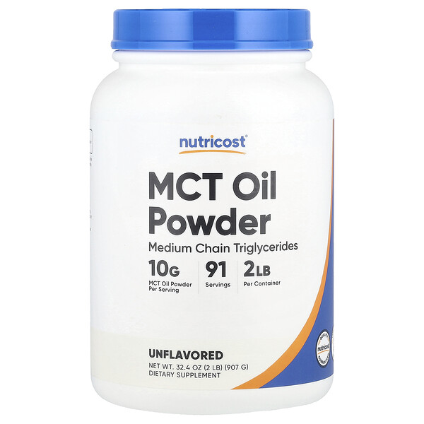 MCT Oil Powder (Порошок), Unflavored (Без вкуса), 32.4 oz (Унции) (907 g) Nutricost