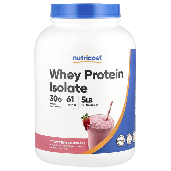 Whey Protein Isolate, Strawberry Milkshake, 5 lb (Фунты) (2,268 g) Nutricost