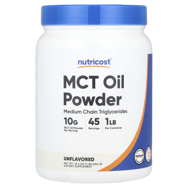 MCT Oil Powder (Порошок), Unflavored (Без вкуса), 16.2 oz (Унции) (454 g) Nutricost